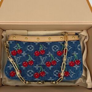 Cherry Denim | Rare Louis Vuitton x Murakami Pochette Accessoires